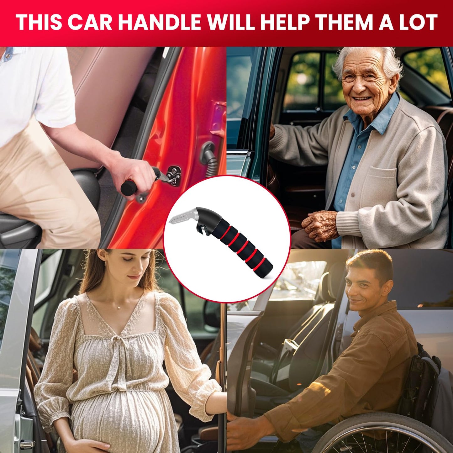 KOUNATSURI 2Pack Car Door Handle for Elderly Car Handle Assist Support Multifunction for Seniors and Handicapped