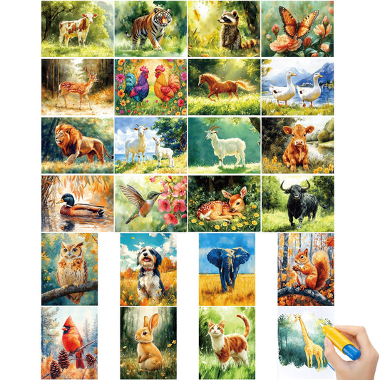 24 Pcs Dementia Products for Elderly Reusable Water Doodle Coloring Set Alzheimers Activities for Seniors Crafts with 2 Refillable Water Brushes Painting Gifts for Nursing Home(Ocean Life)