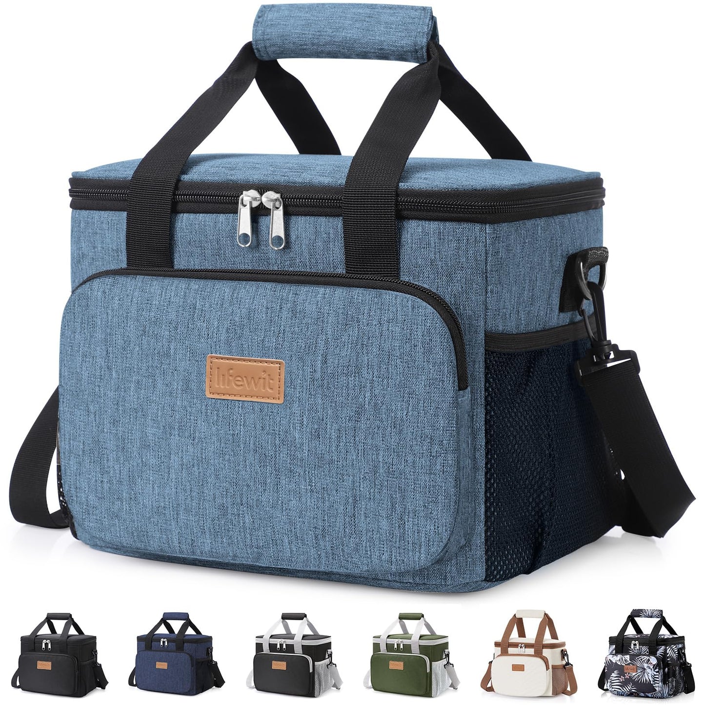 Lifewit Medium Lunch Bag, Insulated Lunch Box, Soft Cooler Cooling Tote for Adult Men Women, Black 12-Can (9L)