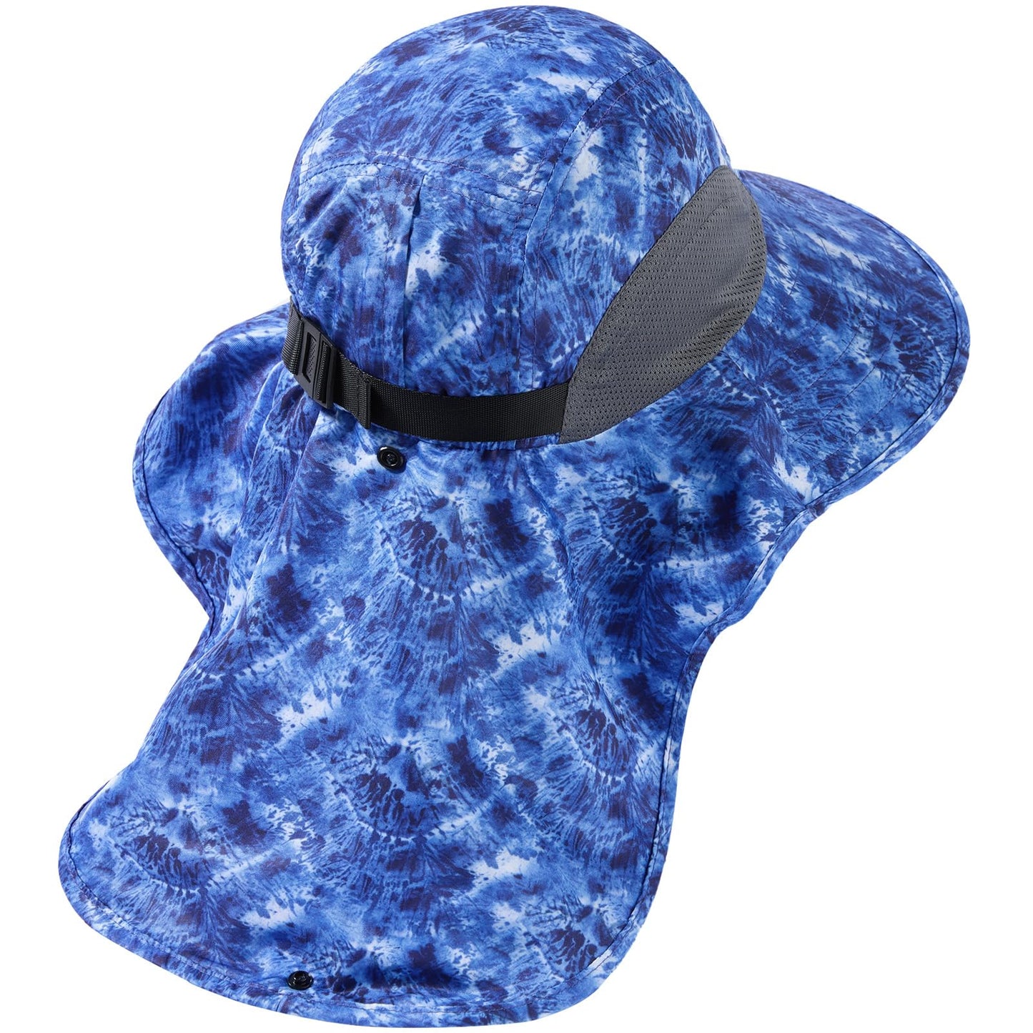 BASSDASH UPF 50+ Unisex Water Resistant Wide Brim Sun Hat with Large Neck Flap Ponytail Fishing Hat for Men Women