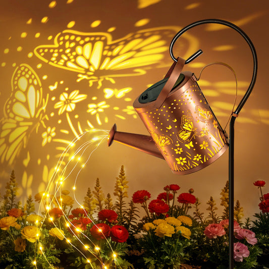 Ollny Solar Watering Can with Cascading Lights Outdoor Garden Decor, Birthday Gifts for Mom Grandma Women, IP65 Waterproof 2 Lighting Modes Hanging Lanterns for Yard Patio Lawn (Hummingbird)