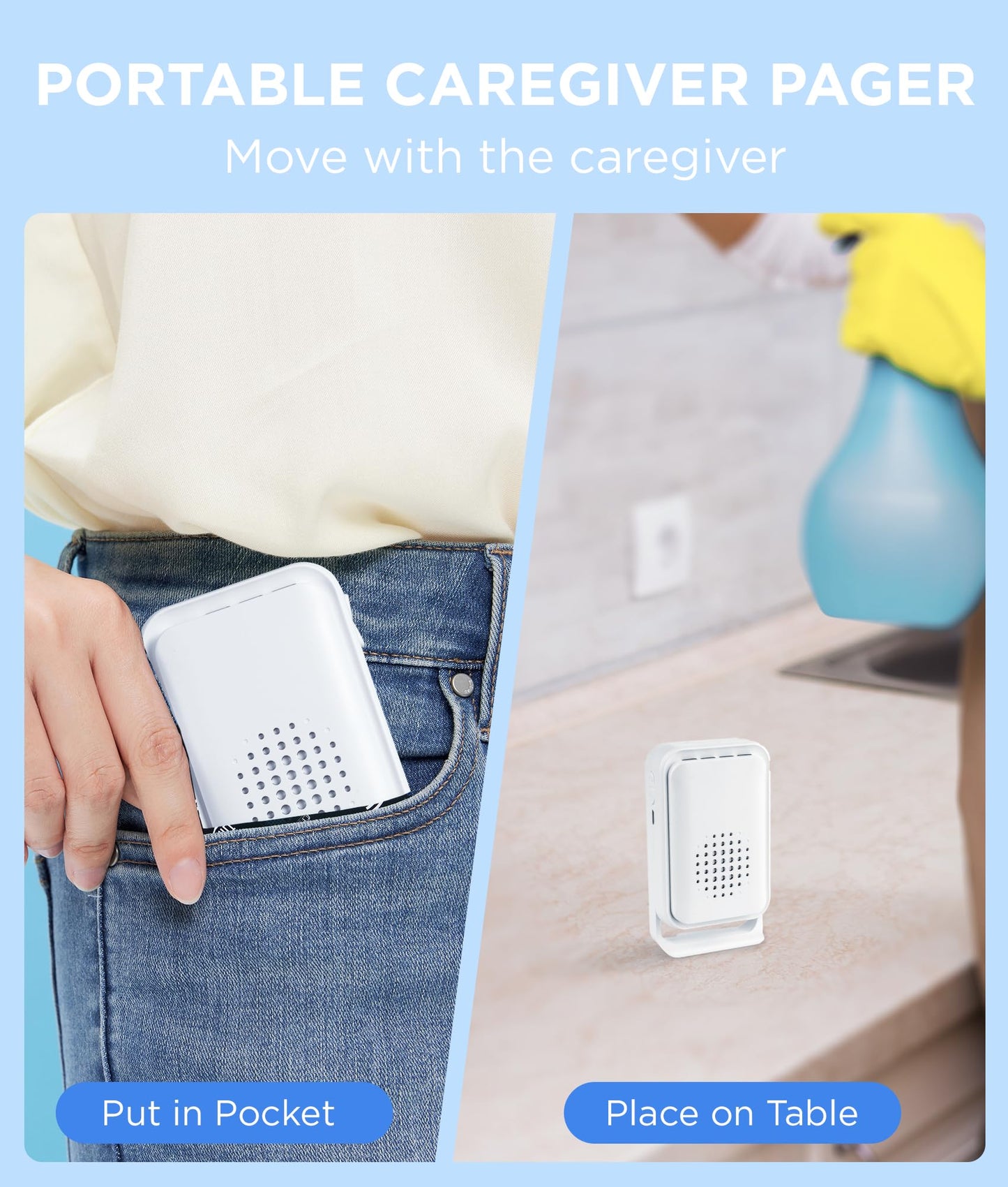 Newly Upgraded 2026 Bed Alarm for Elderly Dementia Patients - Wireless Fall Detection & Motion Sensor Alert System for Seniors, Dementia & Alzheimer Patients (1 Sensor + 1 Receiver)