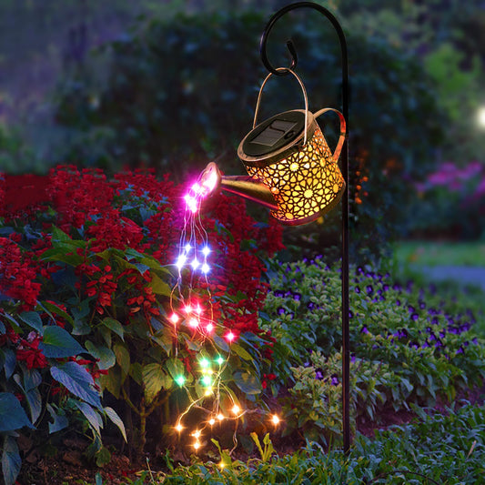 Solar Lights Outdoor Decorative, Metal Watering Can Lights Waterproof, Small Hanging Garden Decor Yard Outside Patio Lawn, Gifts for Mom Grandma Women Birthday(Warm White)