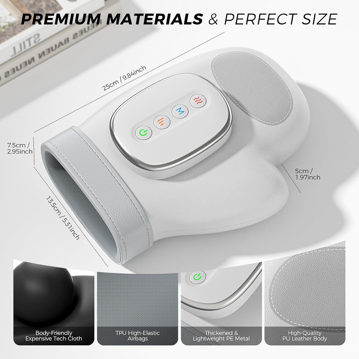 WUX Hand Massager with Heat and Air Compression, 3 Massage Modes, 4 Heat Levels and 5 Compression Settings, Rechargeable Hand Compression Massager for Daily Relaxation, Women and Men | 3 Massage Modes, 4 Heat Levels, 5 Intensity Settings, Helps Relieve Va