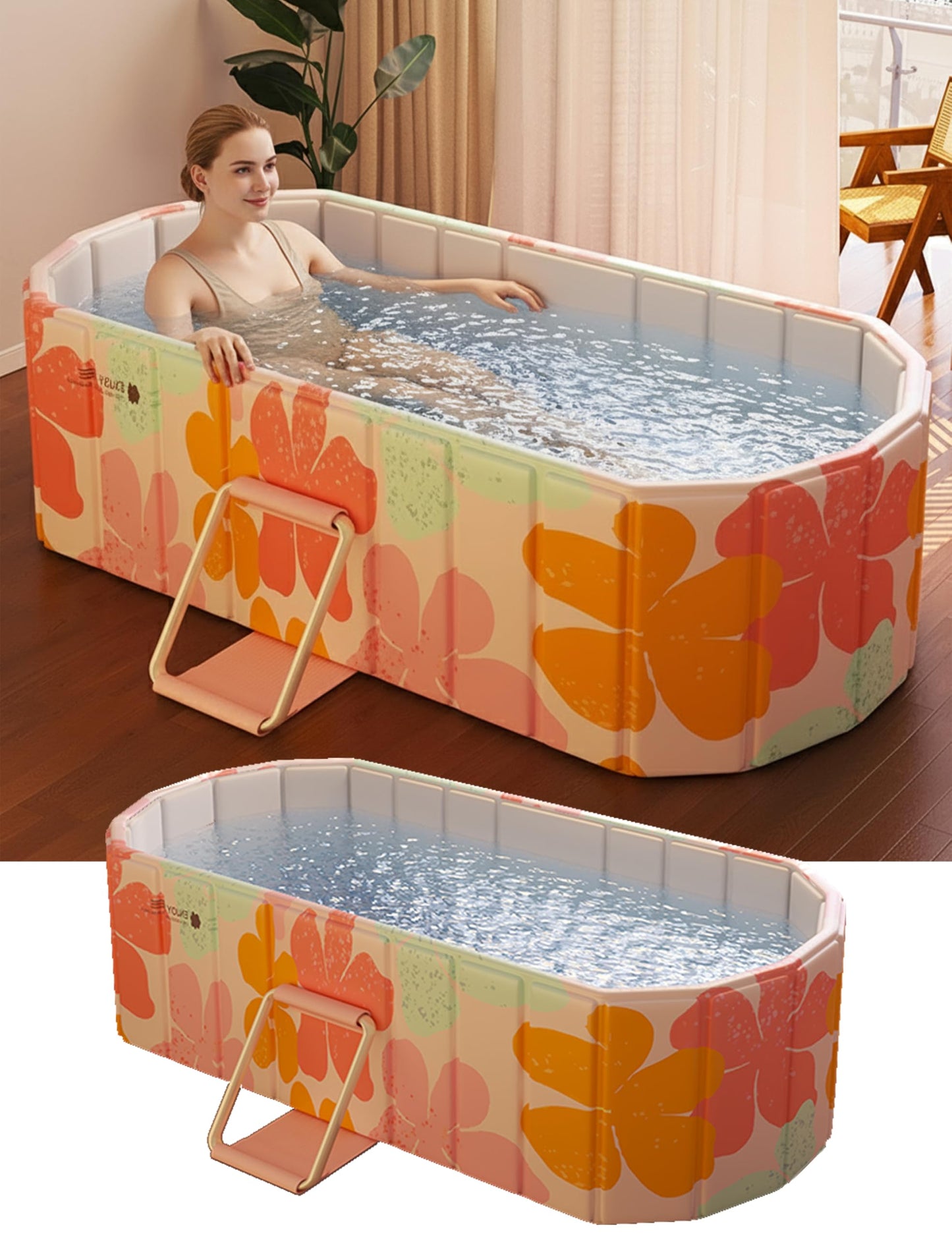 Portable Foldable Bathtub for Adults,47"Lx22"Wx20"H,Pink | Portable Design,5-Layer Insulation, Reinforced Metal Frame, For Bathroom Shower Hot SPA Ice Bath Soaking Cold Plunge