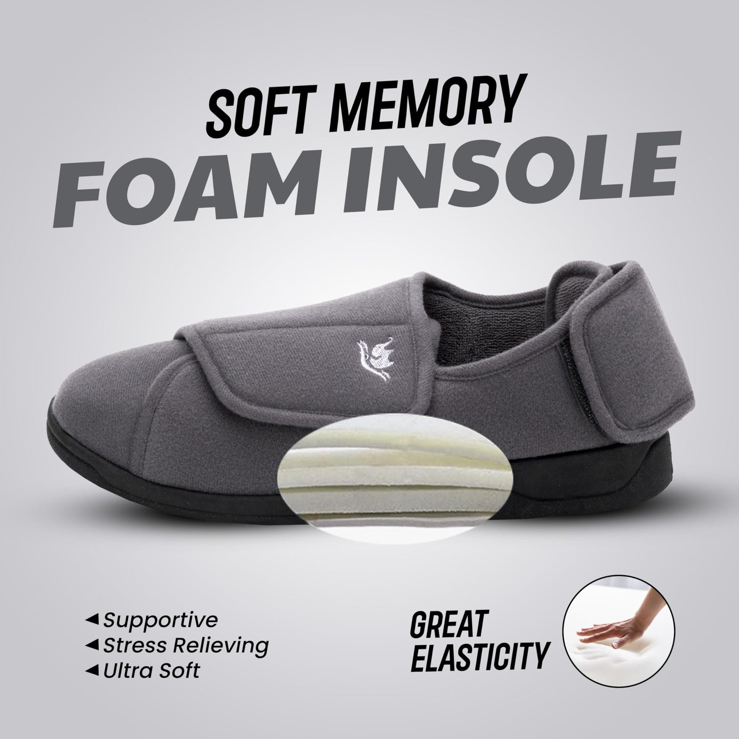 Mens Extra Wide Width Diabetic Slippers Memory Foam With Adjustable Soft Non-Slip Orthopedic House Shoes for Elderly Swollen Feet, Arthritis, Edema