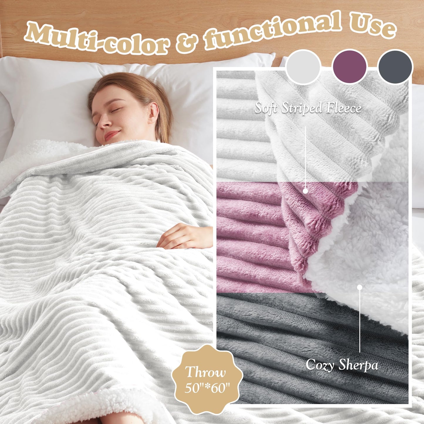Heated Blanket Throw Size - Fast Warming with 6 Heat Settings & 4 Hours Auto-Off, Electric Throw Blanket for Couch, 50"x60", Grey