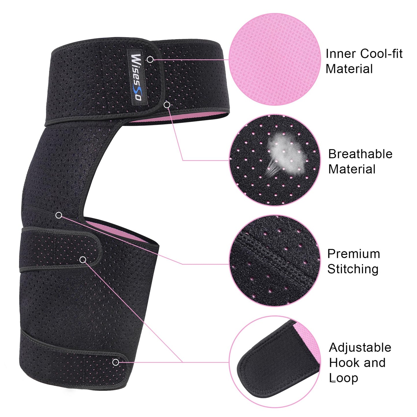 Hip Brace, Groin Wrap Hip Braces for Sciatica Pain Relief, Thigh Support for Groin, Thigh, Hamstring, Pulled Muscle Injury, Sciatic Nerve Brace For Men and Women, Pink