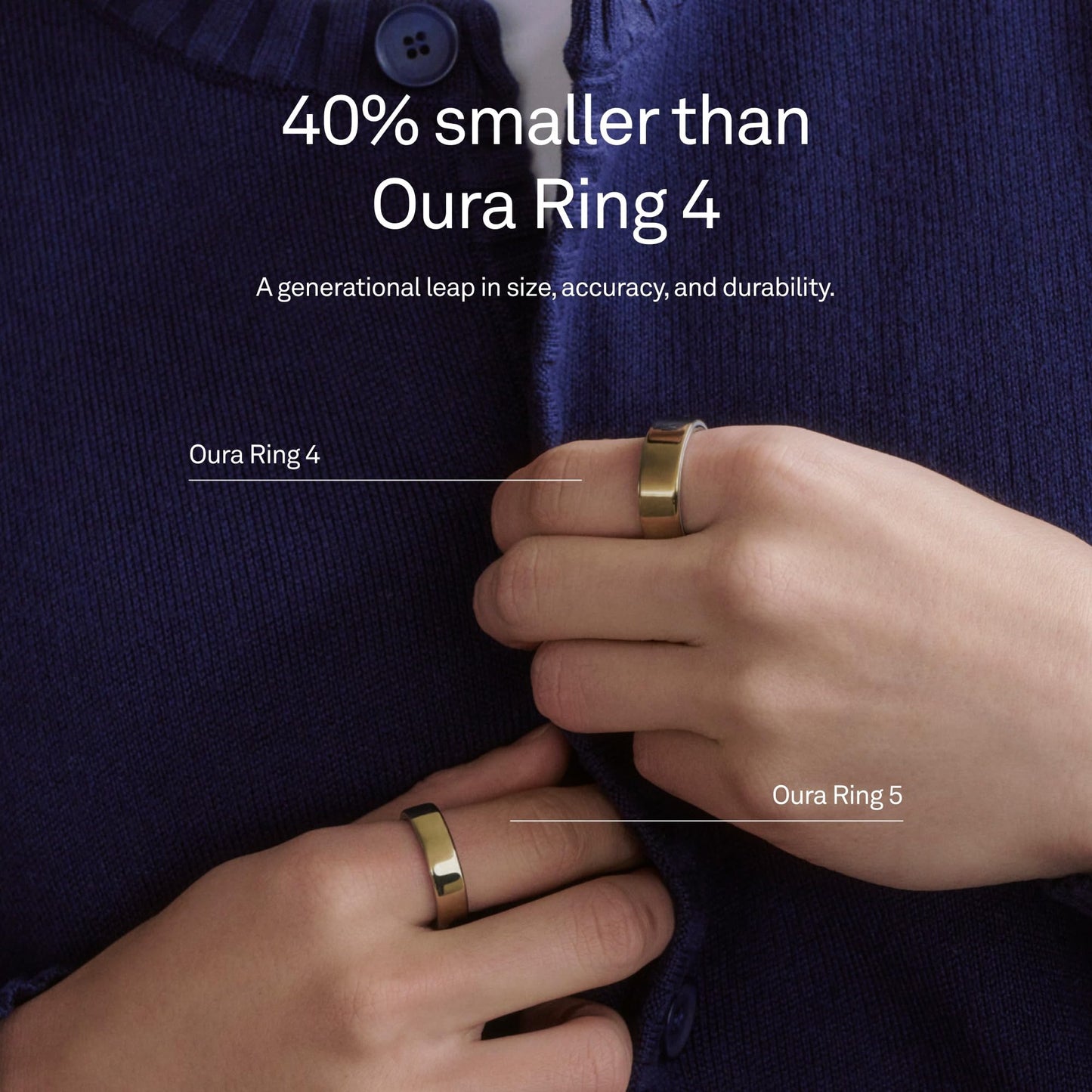 Oura Ring 5 - Gold - Size 8 - World’s Smallest Smart Ring - Sleep, Activity, Women’s Health, AI Advisor, 1 Week of Battery Life, Size Before You Buy, Android & iOS Compatible