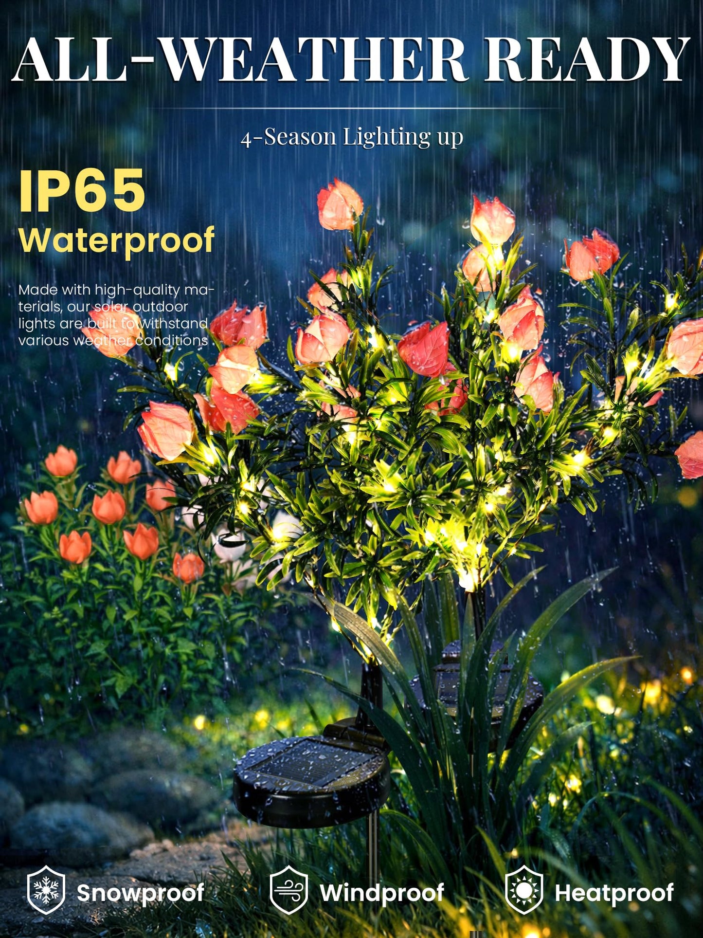GIGALUMI Solar Garden Lights with Gardenias, 2 Pack LED Garden Decor Carefree Solar Flowers Outdoor Waterproof, Yard Decorations Outdoor, Allergy-Free Light up Flowers for Yard Patio (1white+1yellow)