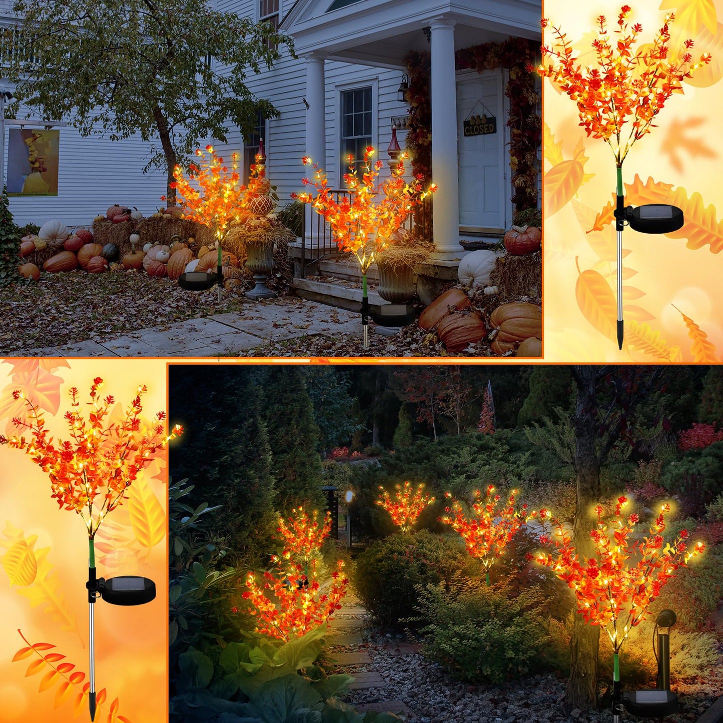 Glooglitter 2 Pack Solar Stake Lights Outdoor Decor Waterproof Mums Artificial Flowers Solar Lights for Outdoor Garden Yard Pathway Decor (Rose Red,Violet)