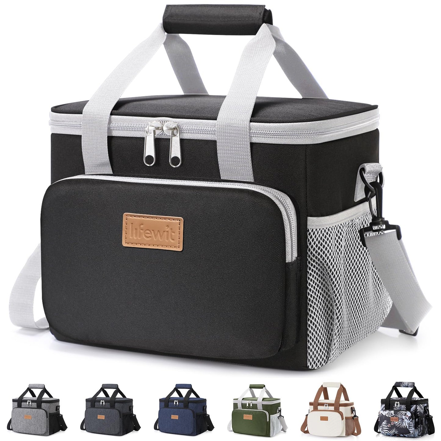 Lifewit Medium Lunch Bag, Insulated Lunch Box, Soft Cooler Cooling Tote for Adult Men Women, Black 12-Can (9L)