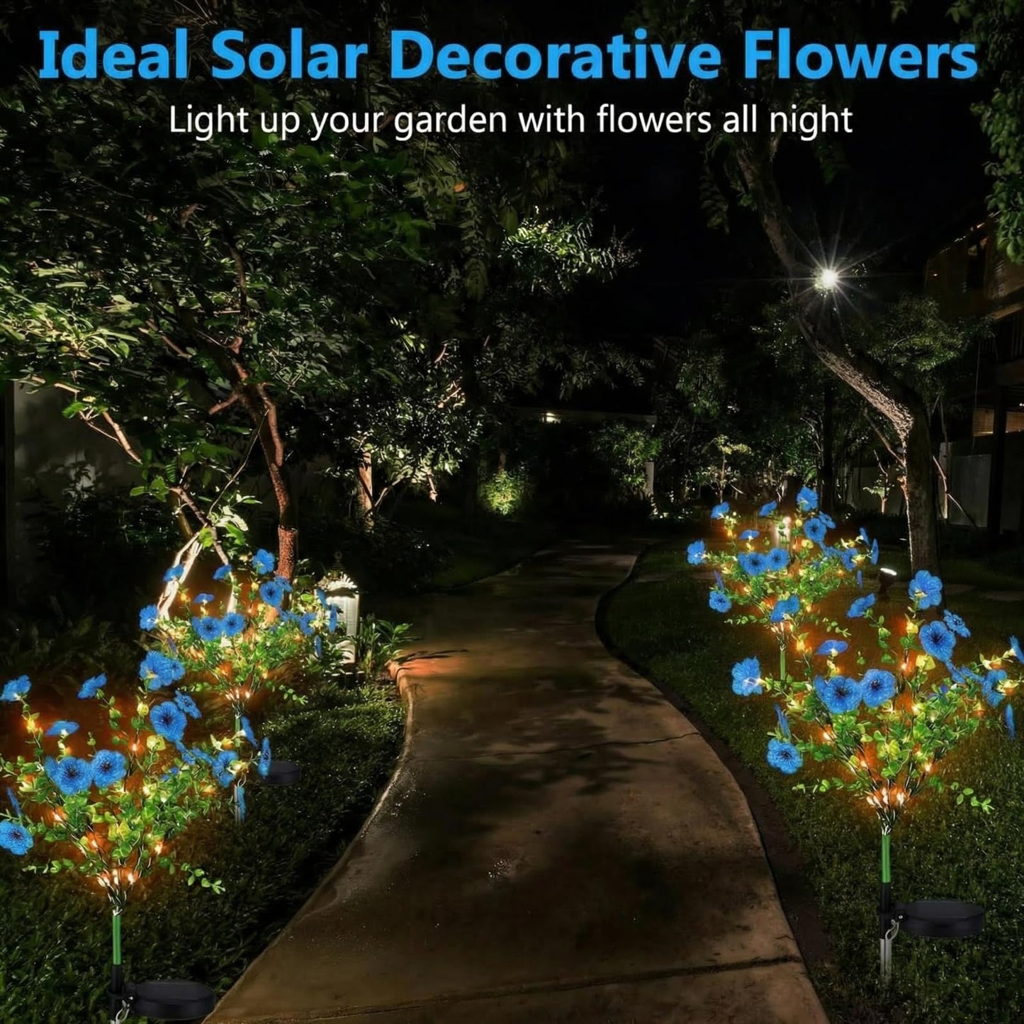 Glooglitter 2 Pack Solar Stake Lights Outdoor Decor Waterproof Mums Artificial Flowers Solar Lights for Outdoor Garden Yard Pathway Decor (Rose Red,Violet)
