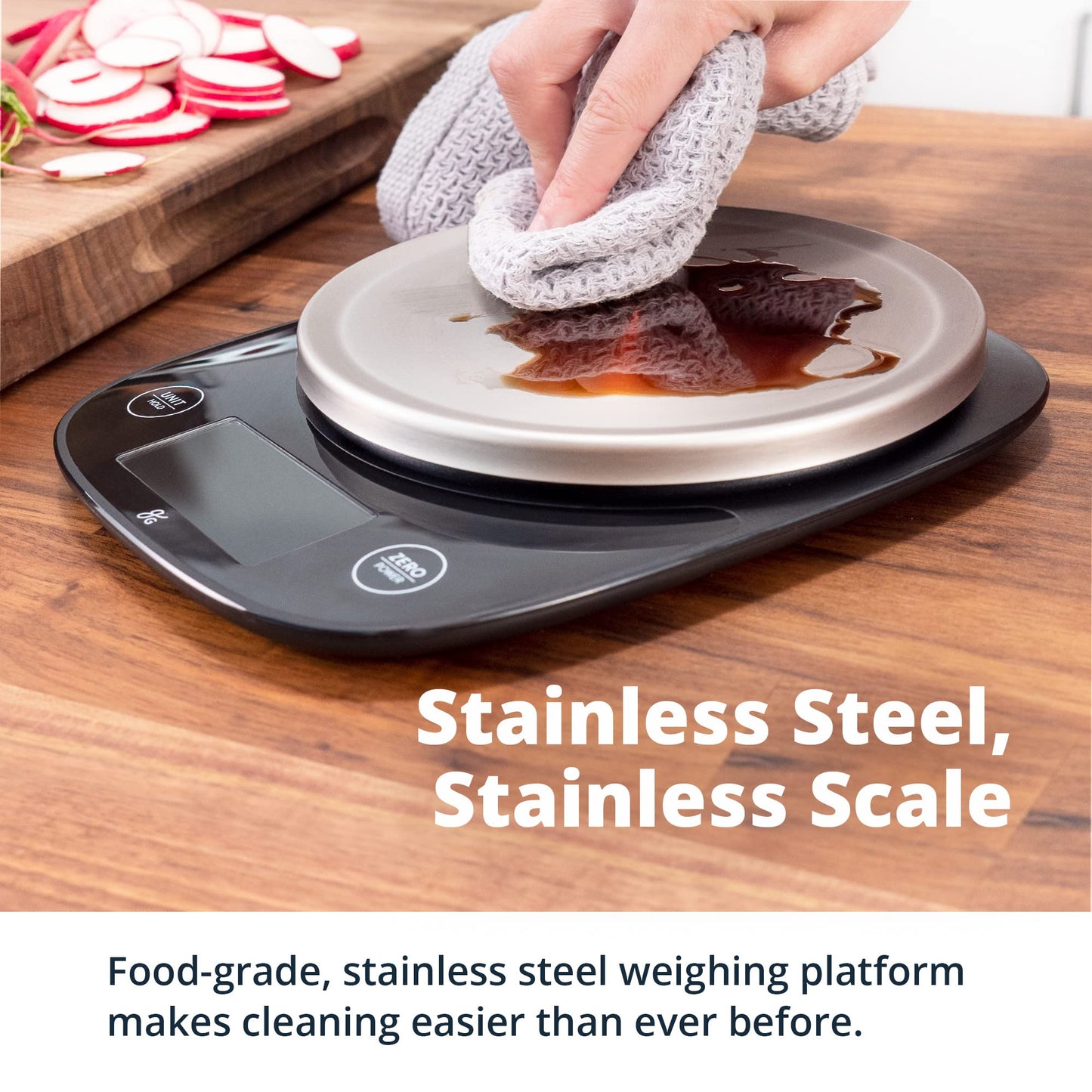 Greater Goods Digital Kitchen Scale for Baking – Food Scale with Gram & Ounce Measurements, Easy Tare & Stable Readings, Precision Scale for Sourdough Bread, Baking & Cooking, 11 lb Capacity