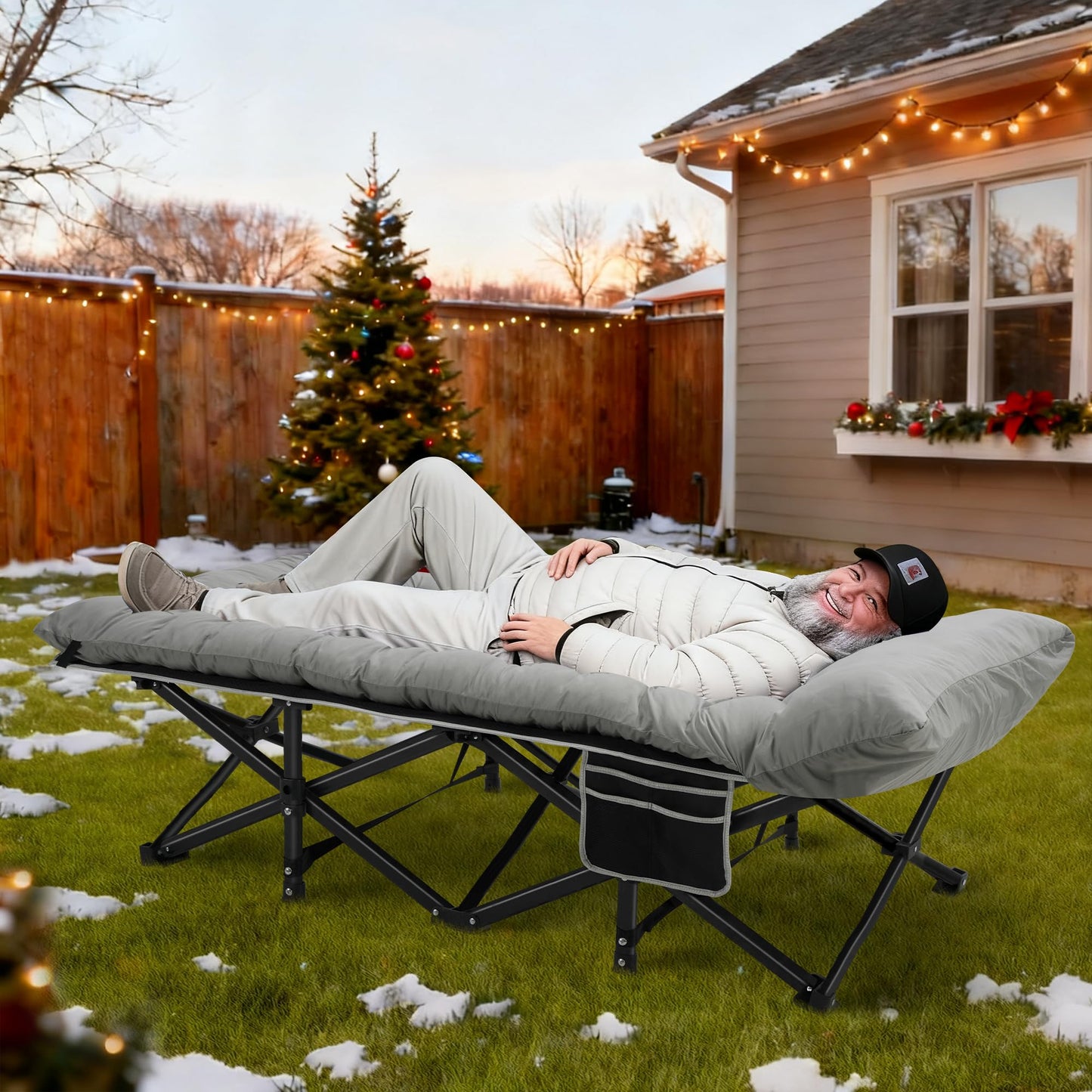 HABUTWAY Camping Cot with Mattress, 32" Extra Wide Camping Cots for Adults, Sleeping Cot for Adults Holds Up to 600LBS, Cots for Sleeping, Camp, Rv, Beach, Patio, Office Naps(Black)