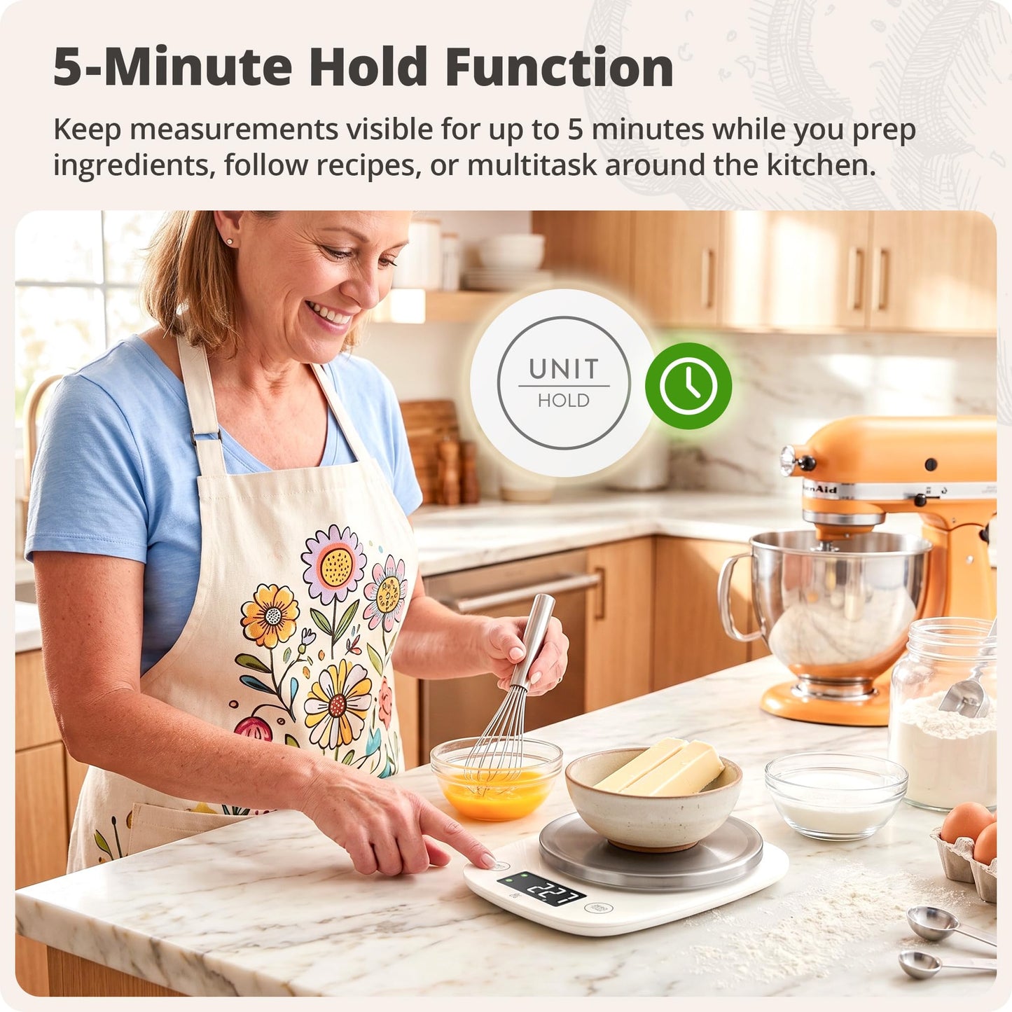 Greater Goods Digital Kitchen Scale for Baking – Food Scale with Gram & Ounce Measurements, Easy Tare & Stable Readings, Precision Scale for Sourdough Bread, Baking & Cooking, 11 lb Capacity