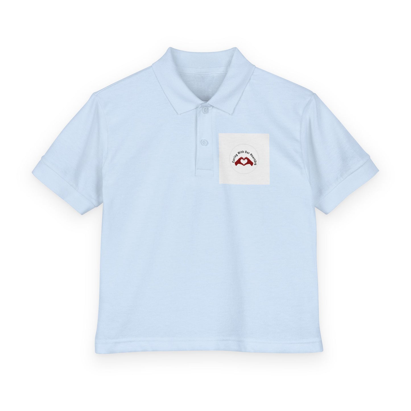 Youth White Polo Shirt with Small Mountain Logo – DryBlend® Jersey School Uniform