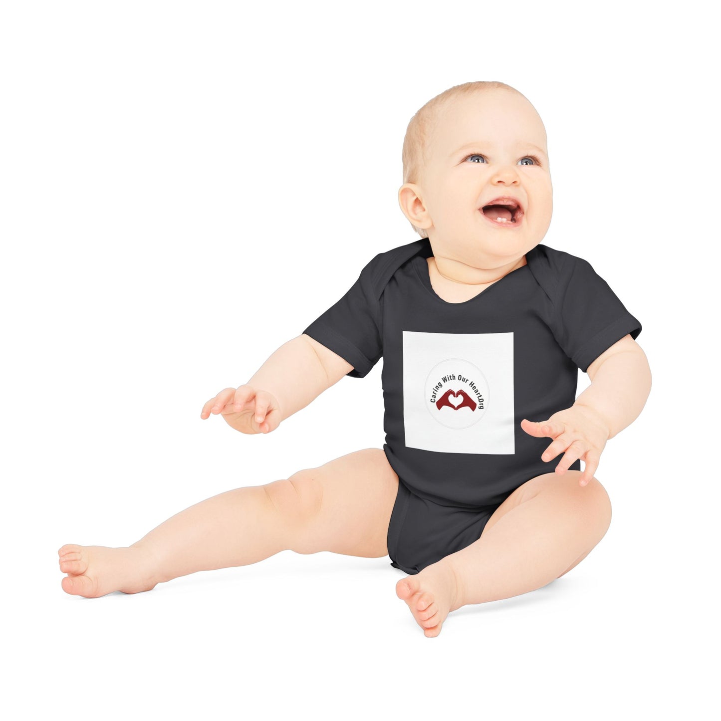 Baby Bodysuit — "Love You to the Moon" Heart Hands Organic Infant Onesie