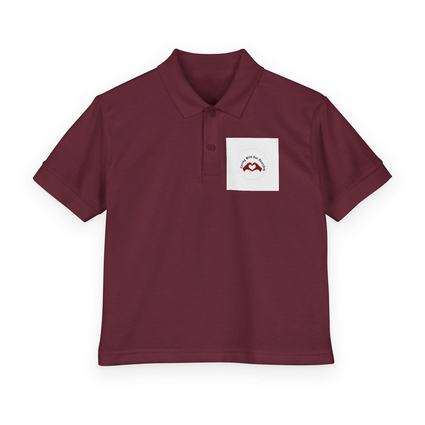 Youth White Polo Shirt with Small Mountain Logo – DryBlend® Jersey School Uniform