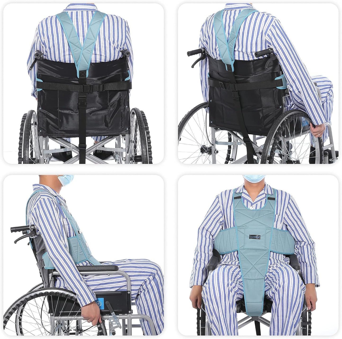 Fanwer Wheelchair Seat Belt, Non-Slip and Drop-Resistant Wheelchair Safety Belt with Adjustable Straps Metal Buckles for The Elderly