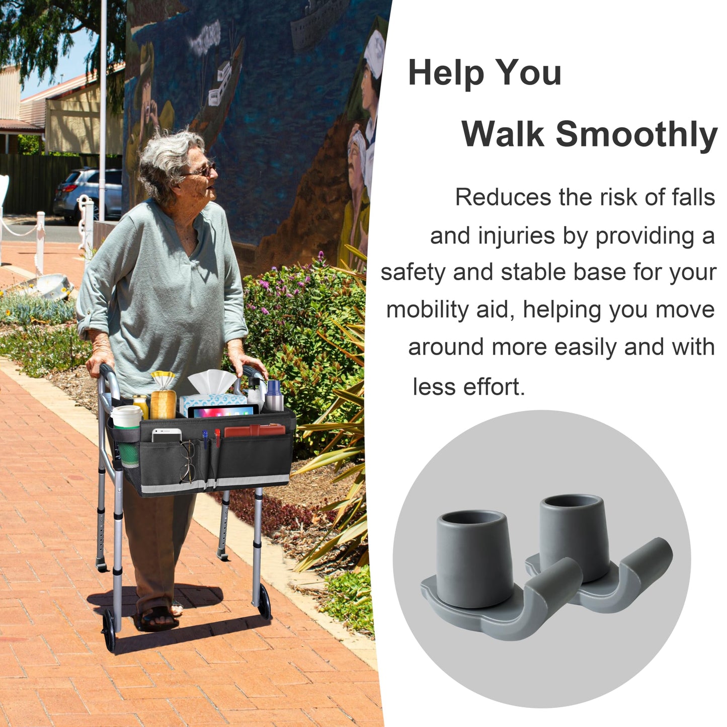 Aliseniors Walker Ski Glides 2 Pack - Universal 1 1/8" Fit Walker Accessories for Senior Folding Mobility Aids - Heavy Duty Smooth Tennis Ball Replacement on All Surfaces, Durable Floor Protection