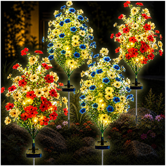 Solar Violet Garden Lights Outdoor 2 Pack, Realistic Violet Flower Design with Soft Glow, Upgraded Solar Panel, Decorative Lights for Lawn Patio Pathway Yard, Gift for Mom