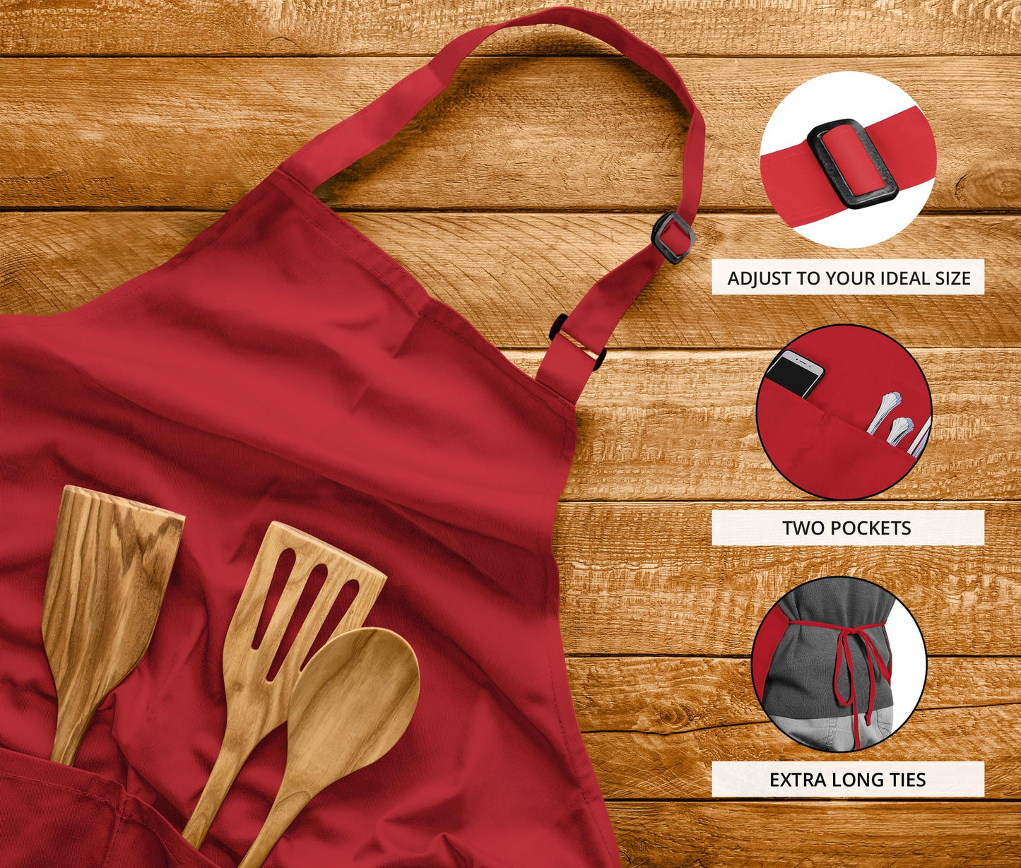 Utopia Kitchen 2 Pack Bib Apron, Adjustable with 2 Pockets, Water and Oil Resistant, Cooking Kitchen Chef Apron for Women Men
