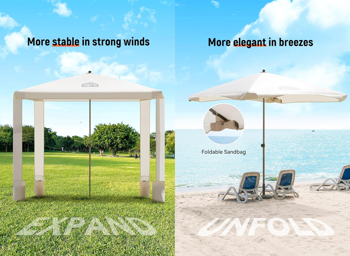 Decofy Beach Cabana, 6.2' x 6' Portable Canopy with Side Wall, 4 Adjustable Height, UPF 50+ UV Protection, Easy to Set Up Tent, Waterproof Beach Shelter for Outdoor Patio Eateries Pools Cafes Picnic