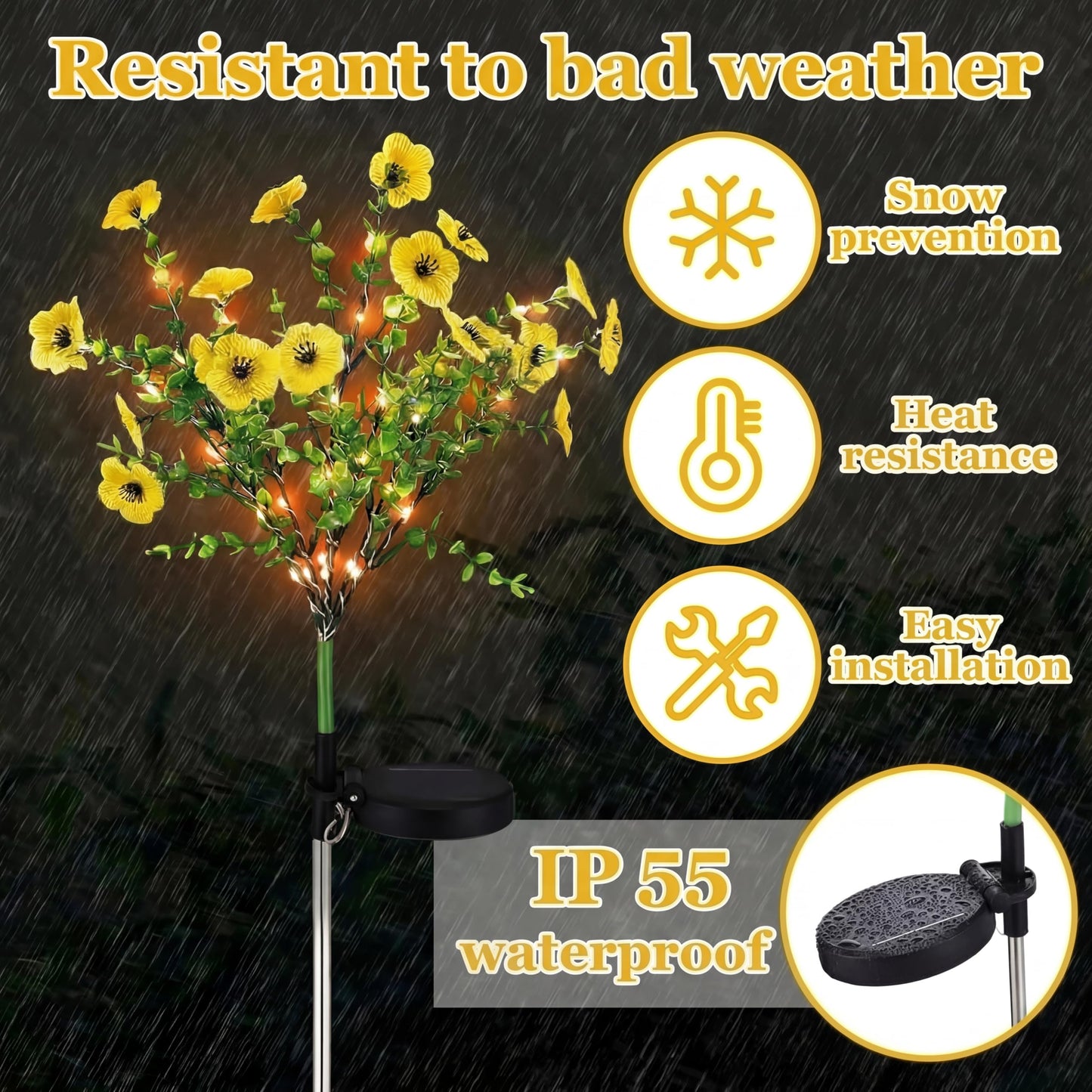 Glooglitter 2 Pack Solar Stake Lights Outdoor Decor Waterproof Mums Artificial Flowers Solar Lights for Outdoor Garden Yard Pathway Decor (Rose Red,Violet)