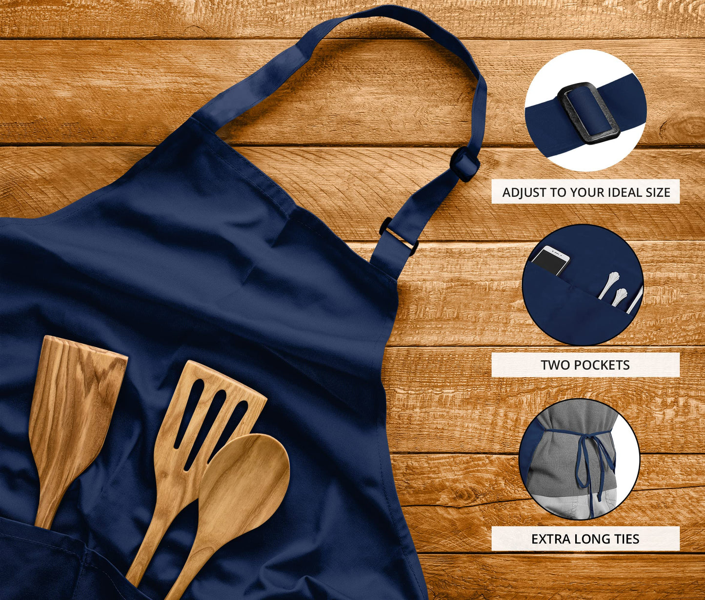 Utopia Kitchen 2 Pack Bib Apron, Adjustable with 2 Pockets, Water and Oil Resistant, Cooking Kitchen Chef Apron for Women Men