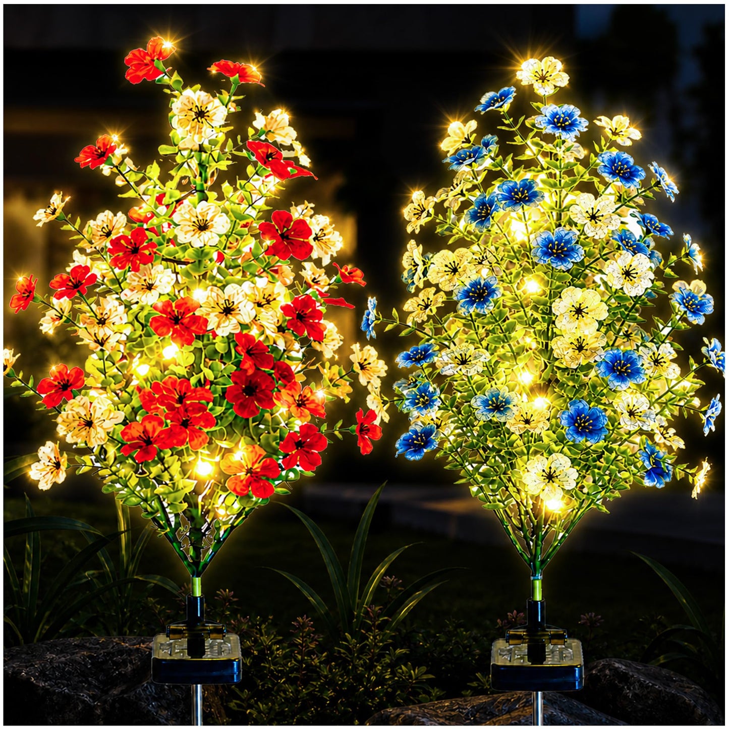 Solar Violet Garden Lights Outdoor 2 Pack, Realistic Violet Flower Design with Soft Glow, Upgraded Solar Panel, Decorative Lights for Lawn Patio Pathway Yard, Gift for Mom