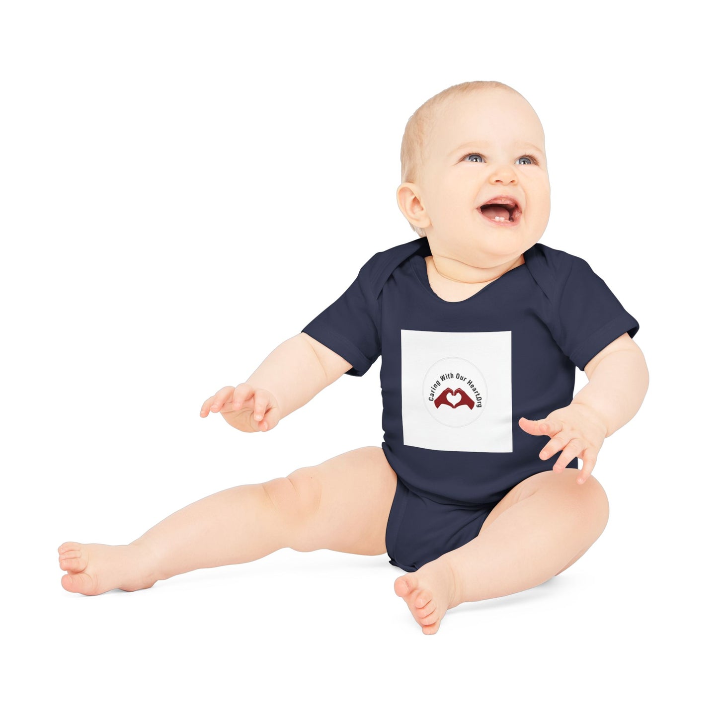 Baby Bodysuit — "Love You to the Moon" Heart Hands Organic Infant Onesie