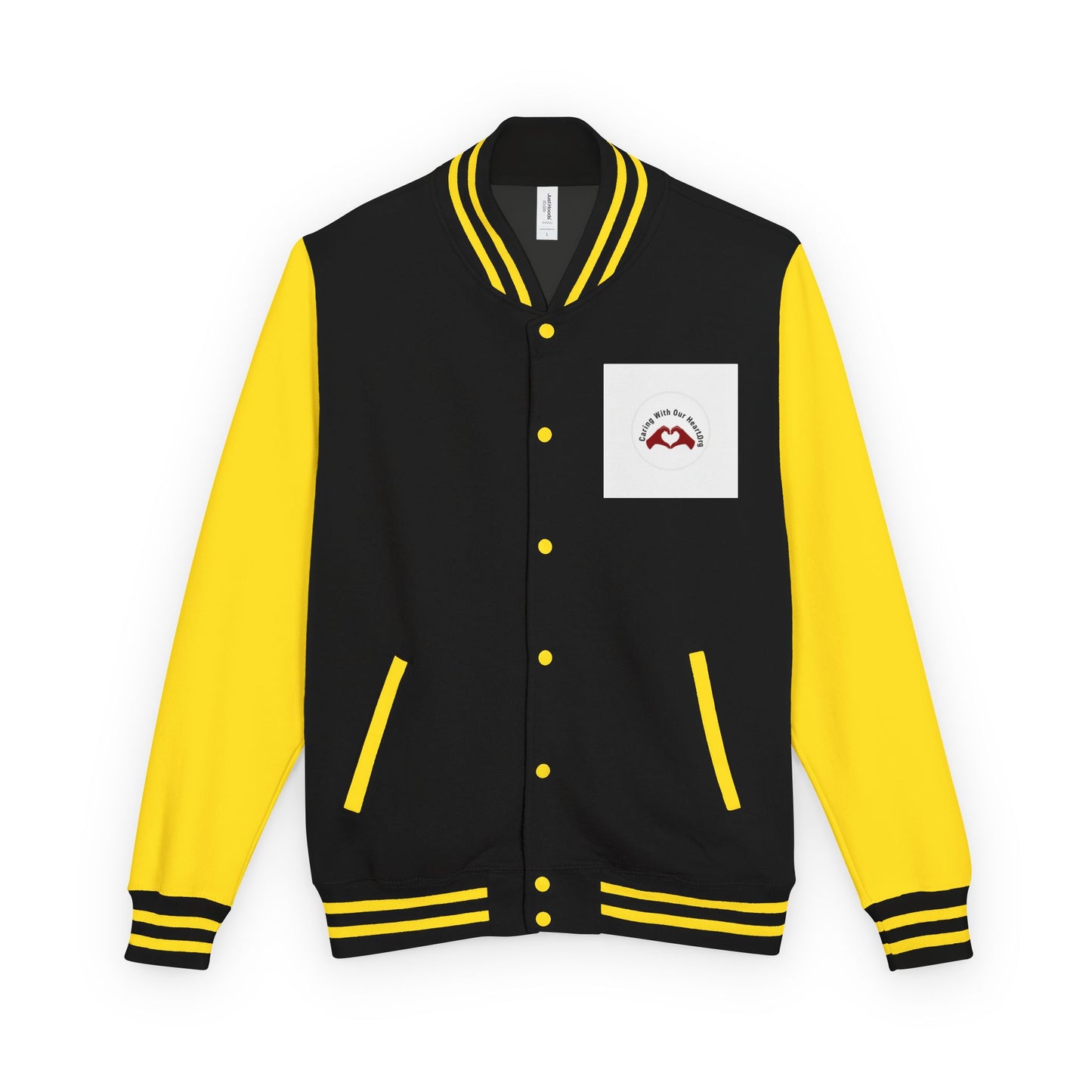 Red & White Letterman Jacket – Classic Varsity Style with Pocket Crest
