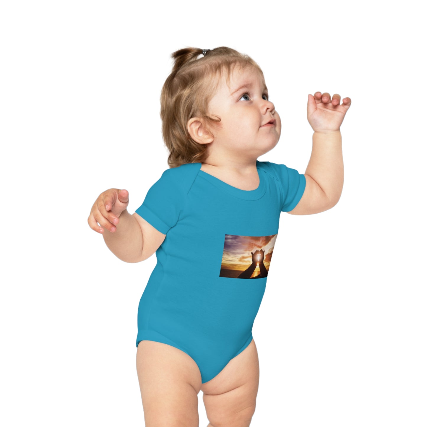 Sunset Heart Baby Bodysuit — Cute Newborn Onesie for Baby Shower & New Parents