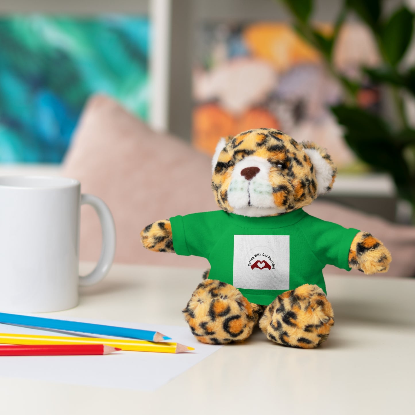 Plush Bear with Custom Tee — Soft Brown Teddy in Printed T‑Shirt