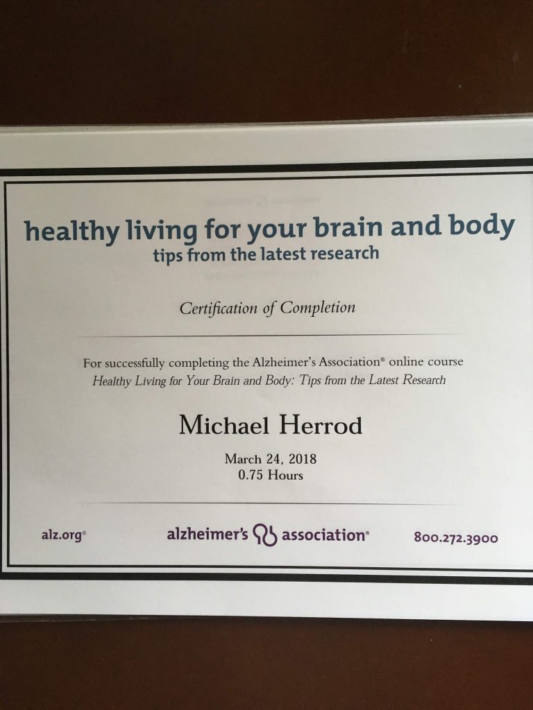 Alheimer's Associations Certificate