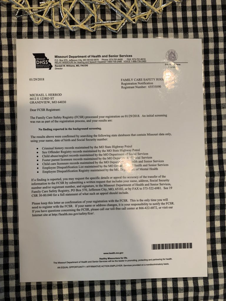 Missouri State License for In-Home Personal Services
